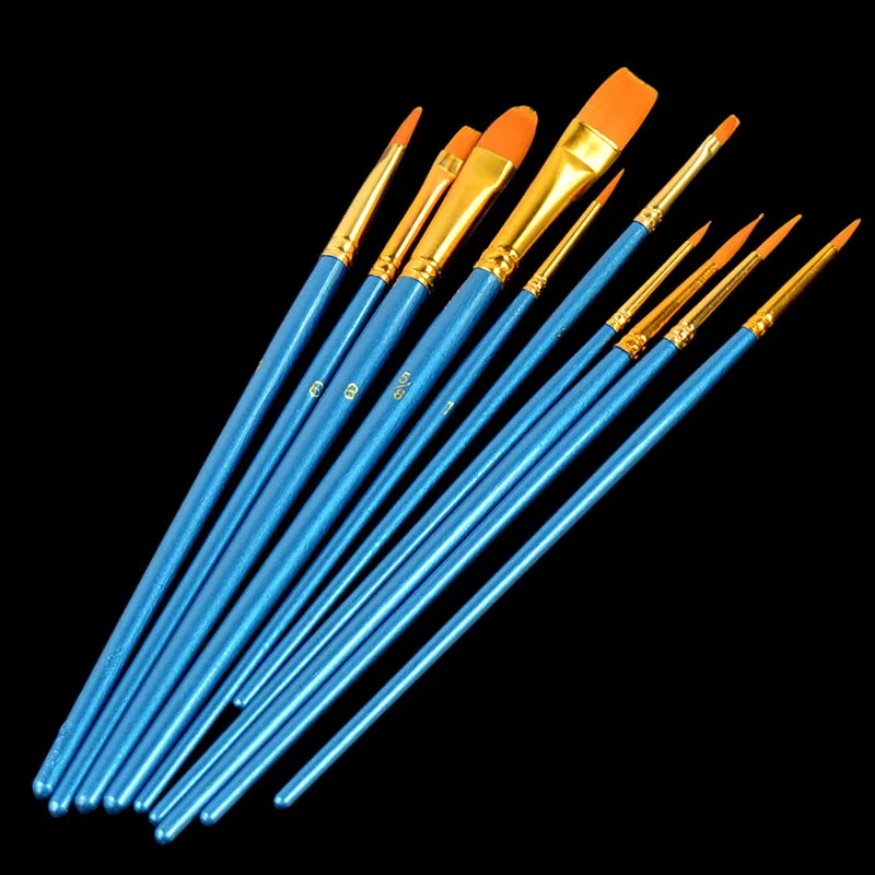 

Набор кистей для рисования, нейлоновая ручка с круглыми заостренными акриловыми наконечниками, для акварели, с крючком и лесной ручкой, 10 шт...