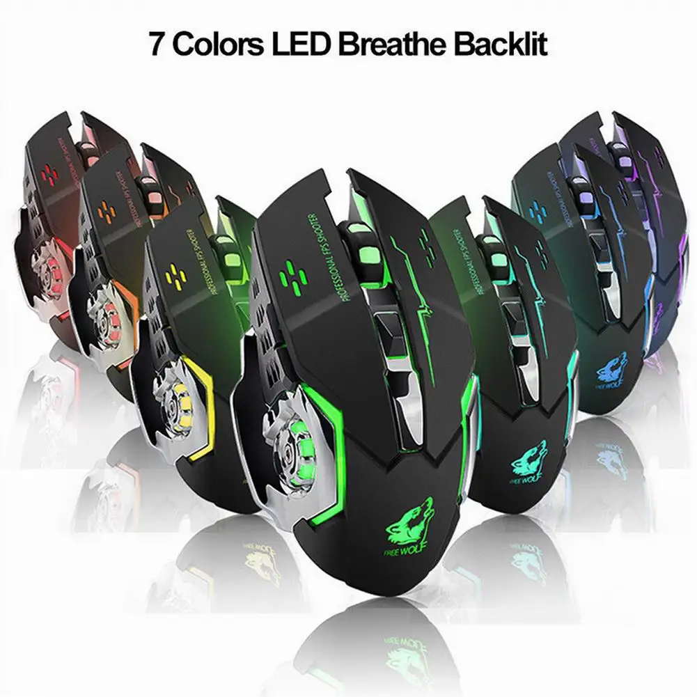 

Wireless Gaming Mouse Rechargeable Gaming Mouse Silent Ergonomic 6 Keys RGB Backlit 1800 DPI Mouse for Laptop Computer Pro Gamer