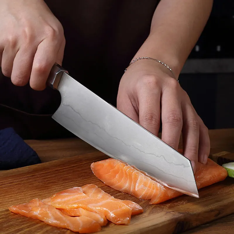 Professional Damascus Knife VG10 Clad Steel Japanese Chef Kitchen Knives Ultra Sharp Slicing Kiritsuke With Wooden Handle | Дом и сад