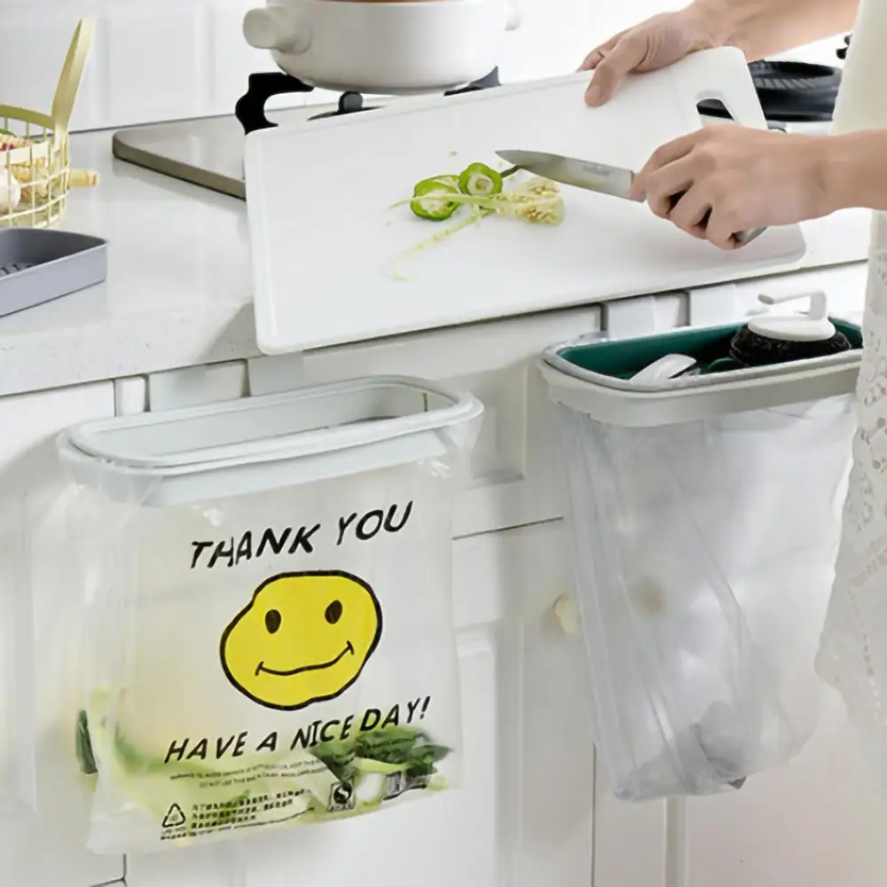 Kitchen Cabinet Garbage Bag Rack Hanging Shelf Stainless Steel Seamless Door Back Plastic Hook Bracket 40DC18 | Дом и сад
