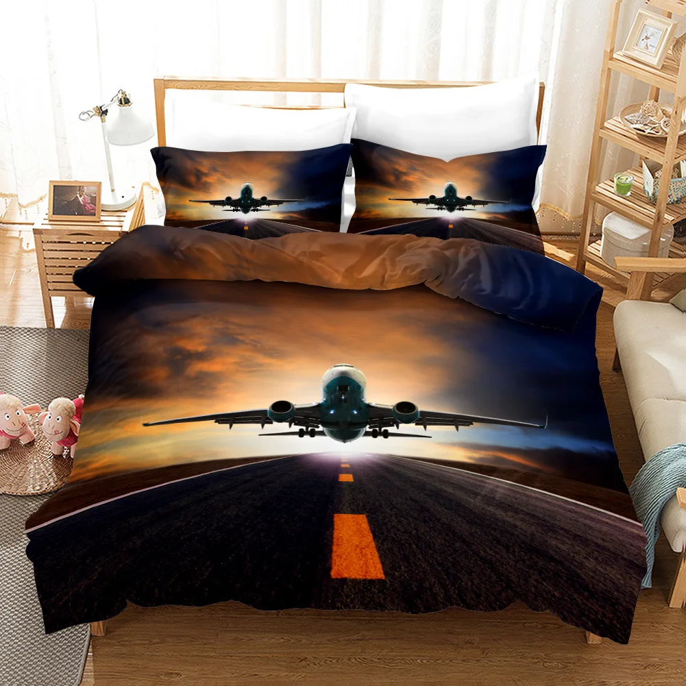 

Hot Style Bedding Set 3d Digital Plane Printing 2/3pcs Duvet Cover Set Single Twin Double Full Queen King Bedroom Decor