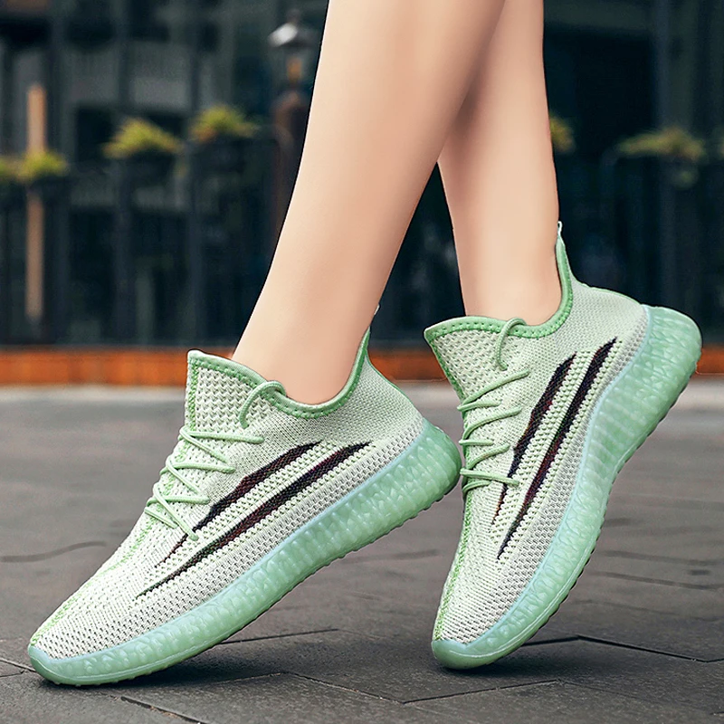 

Летние повседневные женские туфли на плоской подошве, вязаные мягкие туфли на платформе, женские фирменные спортивные кроссовки, женская о...