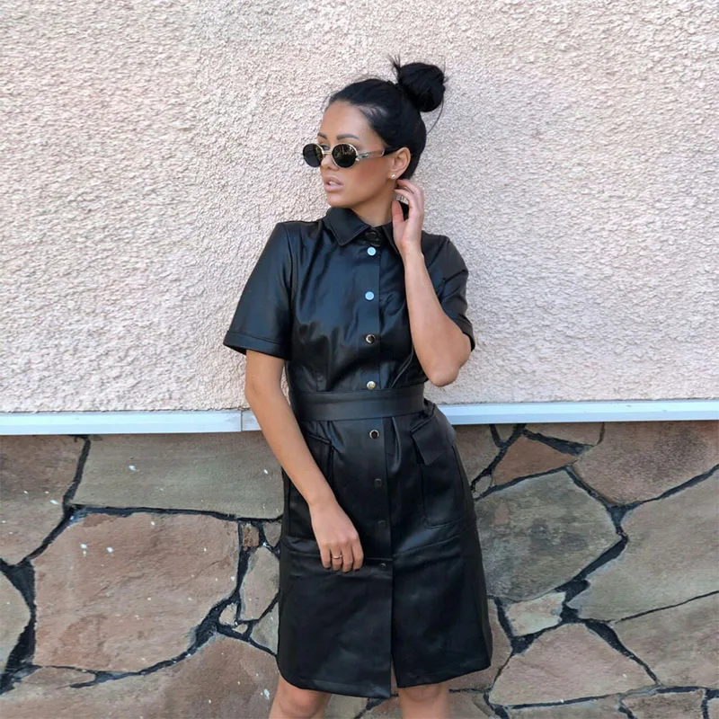 Женское Повседневное платье из искусственной кожи Прямые Вечерние платья с