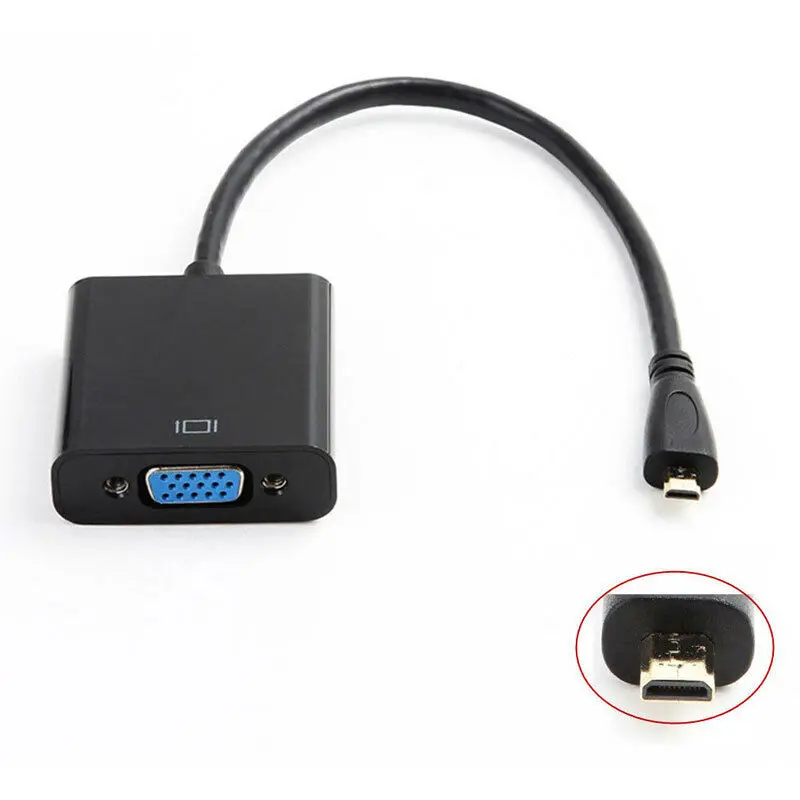 

1080P Micro HDMI штекер VGA гнездо видео конвертер адаптер кабель для ПК ТВ HD TV