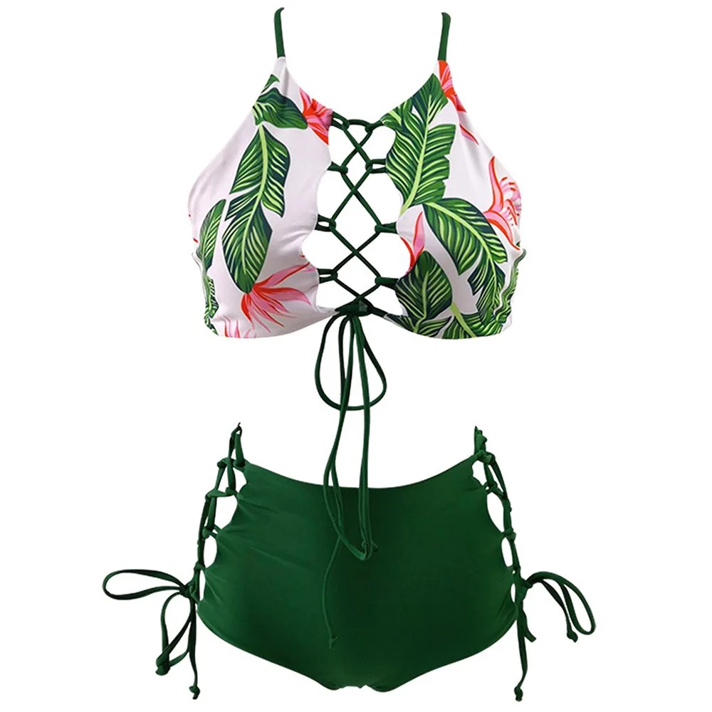 Женский купальник 2020 Раздельный бандажный женский бикини с высокой талией