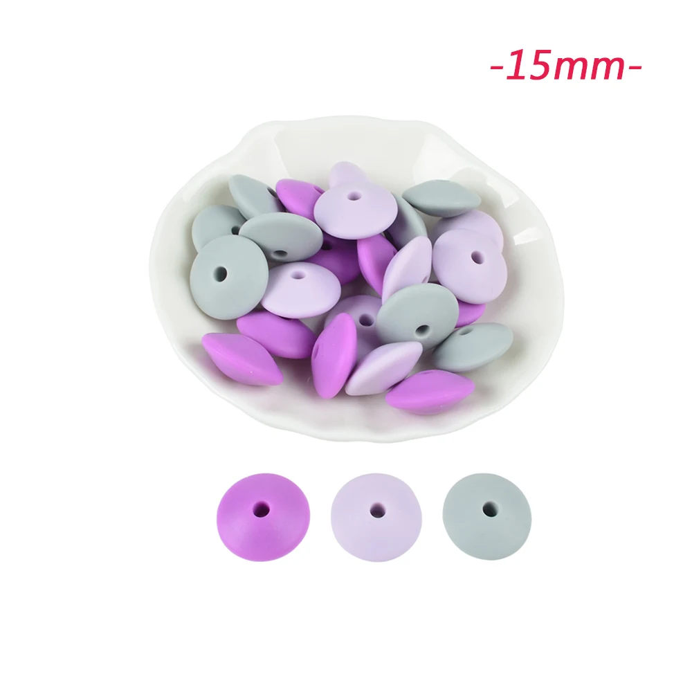 15mm-A LOFCA, 15 мм, силиконовые круглые бусины, чечевица, 30 шт./лот, Прорезыватель для зубов, детский прорезыватель, жевательный, BPA бесплатно, сделай сам, цепочка для соски, пищевой силикон - Цвет: 15mm-A