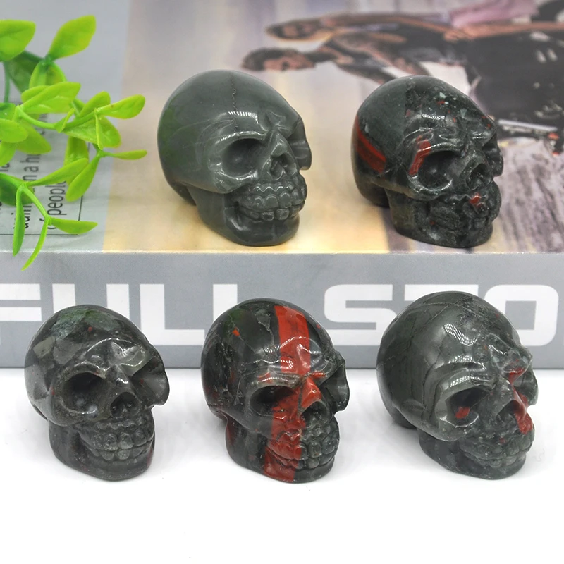 

5 шт. натуральные полированные кристаллы, статуэтка черепа, камень крови, резная фигурка, религиозное исцеление, ремесла фэн-шуй, украшение д...