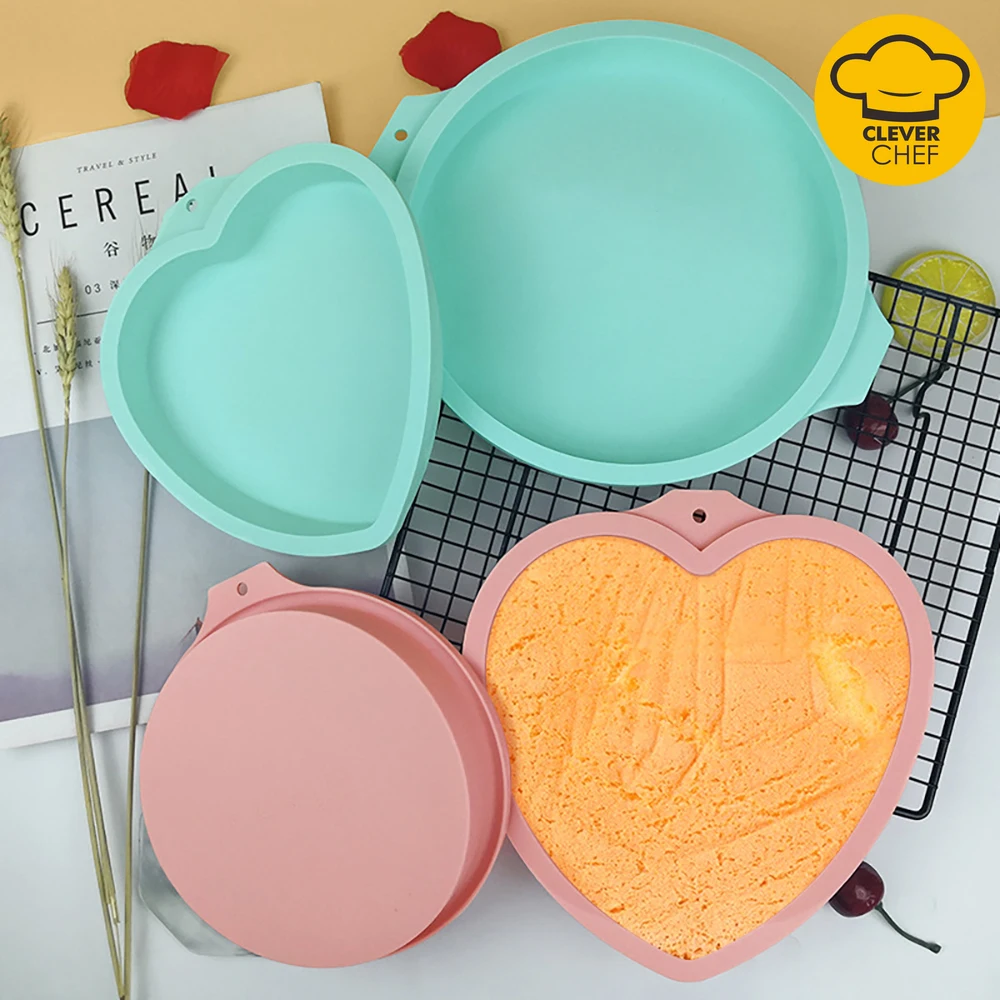 

6 8 inch Silicone Round Cake Pans Loaf Molds for Baking, Non-stick Quick Release Chiffon Tray
