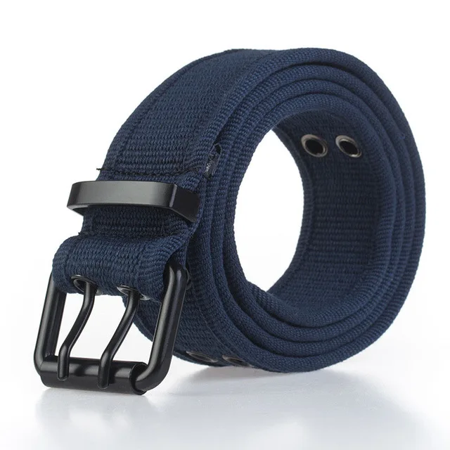 J Dark royal blue Лучший YBT мужской ремень из парусины, сплав, двойная Пряжка, высокое качество, модный простой спортивный ковбойский Повседневный ремень для мужчин и женщин - Цвет: J Dark royal blue