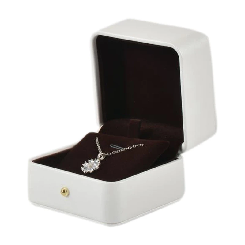 

Gorgeous Pendant Box Premium Leather Pendant Bearer Box for Wedding,Proposal Jewelry Gift Case (White)