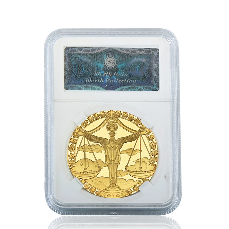 Libra with holder WR 12 созвездия зодиака позолоченные Коллекционные монеты набор монет держатель вызов монета креативный подарок Dropshipping2019 - Цвет: Libra with holder