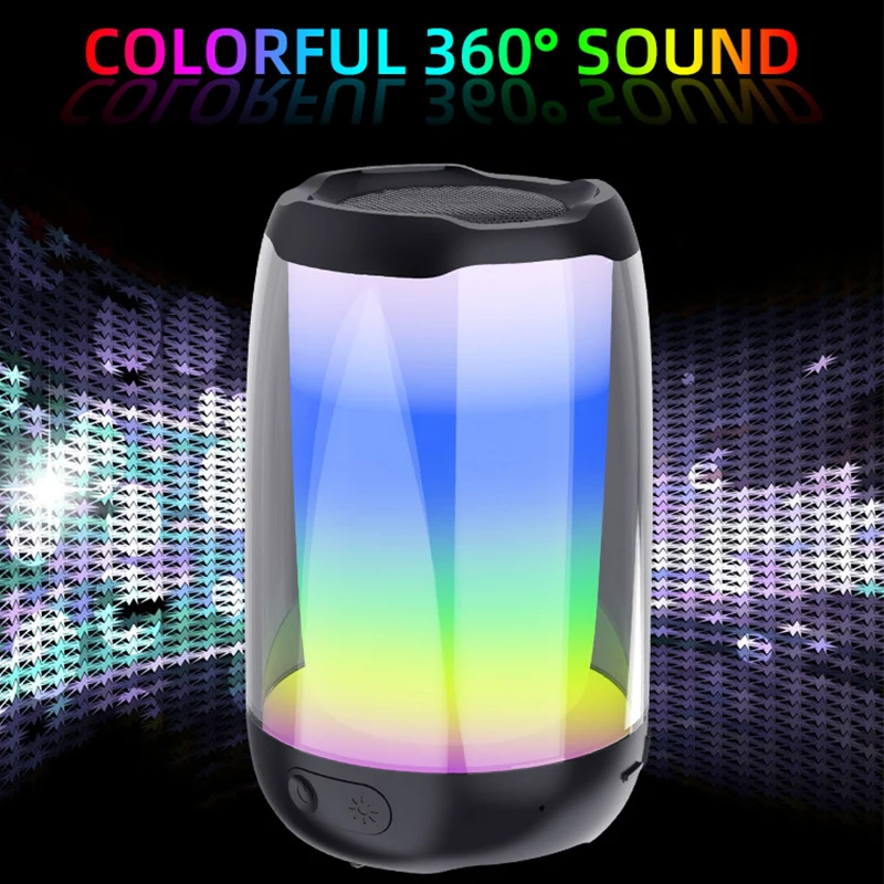 TWS Colorful Light Speaker Portable Bluetooth Outdoor Loundspeaker Subwoofer FM Radio Sound Dazzling LED Lights Desktop Card | Электроника
