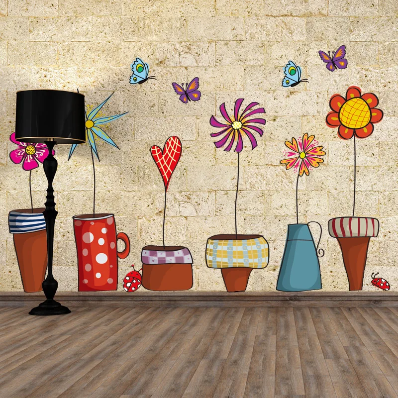 Детская спальня наклейки на стену для детской комнаты мультфильм сад Горшечное