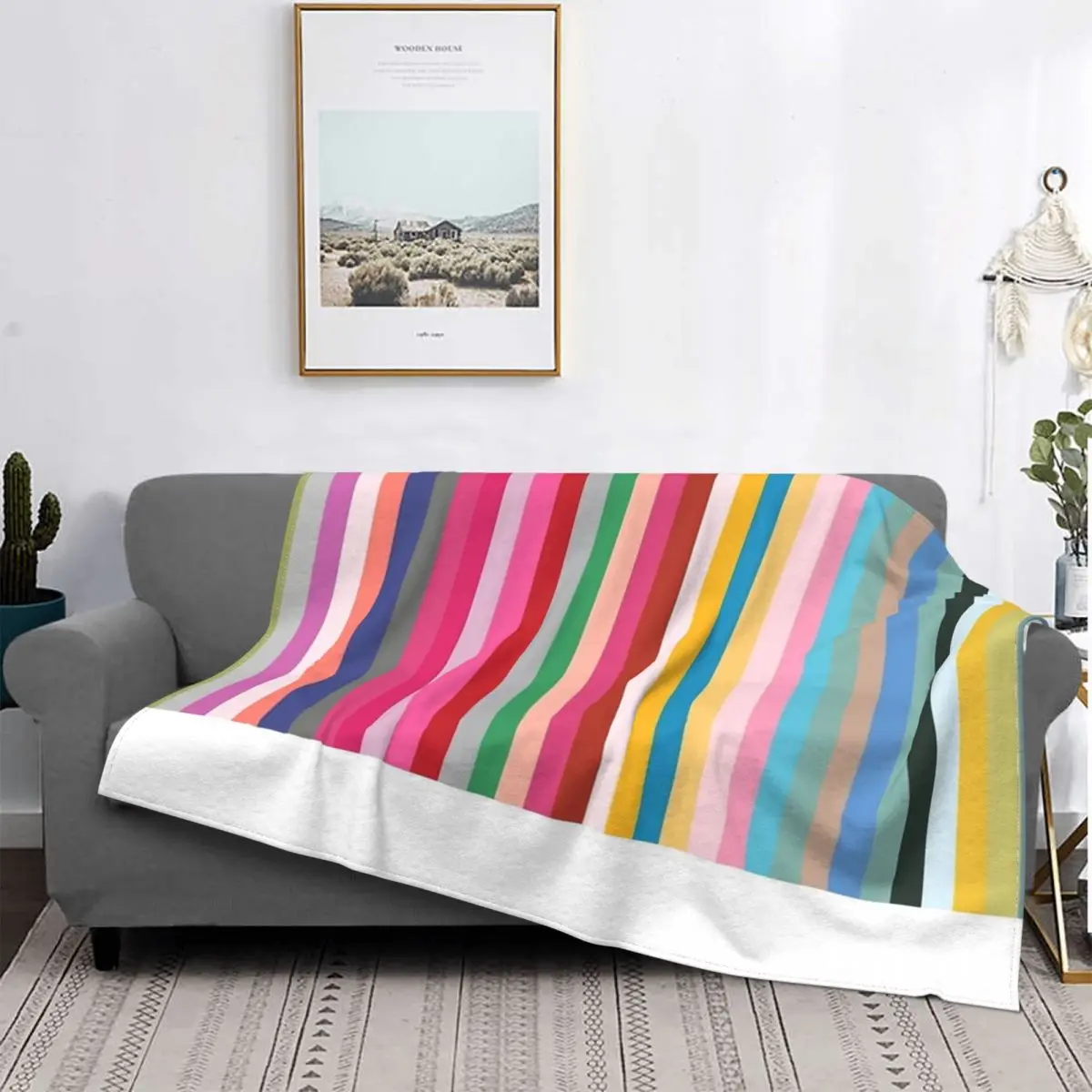 

Manta de barras multicolor, colcha de cama, cubierta de cuadros, colchas, manta doble, ropa de cama y fundas