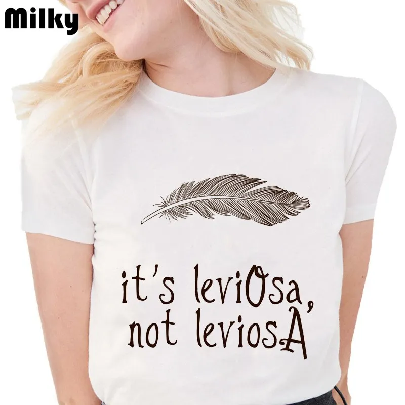 Женские футболки с перьями it's LeviOsa not LeviosA забавные принты надписями графические