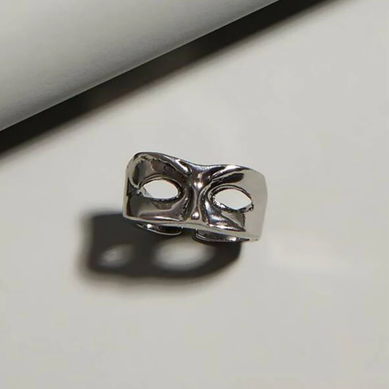 

Punk Vintage Silver Color Mask Adjustable Rings for Men Women Biker Rock Opening Ring Gothic Cool Personality Jewelry Gifts