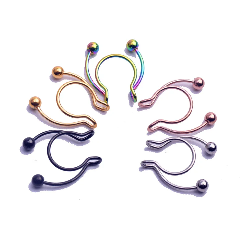 1pcs 2020 New Fake Nose Ring Stud Clip Medical Stainless Steel Hot Sale Nasal Septum False Piercing Jewelry | Украшения и