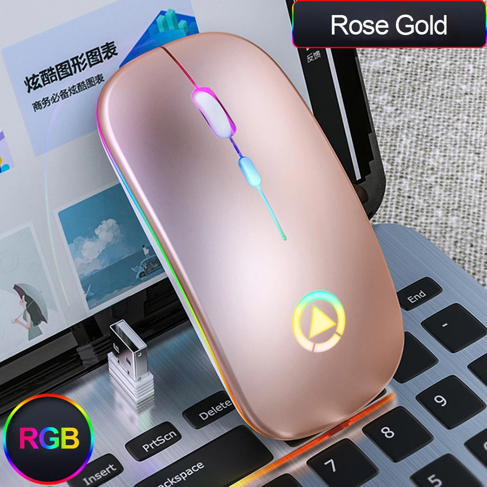 

2.4GHz RGB Wireless Mouse Silent LED Backlit 1600DPI Ergonomic Mouse USB Optical Rechargeable Mice Computer Mouse For PC Laptop