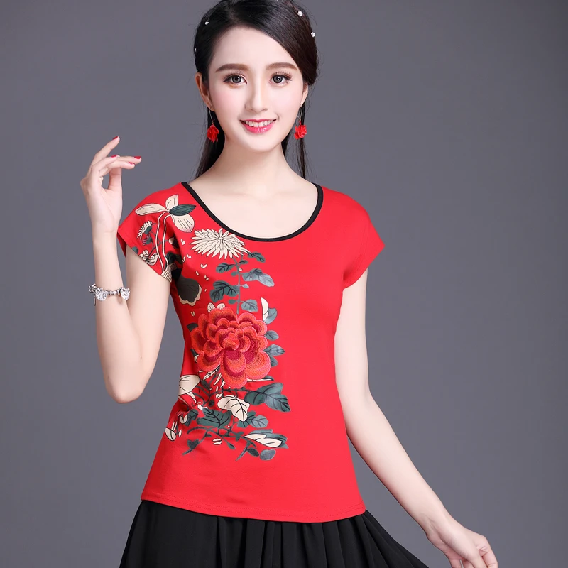 Новая модная китайская женская одежда красные зеленые черные белые женские топы