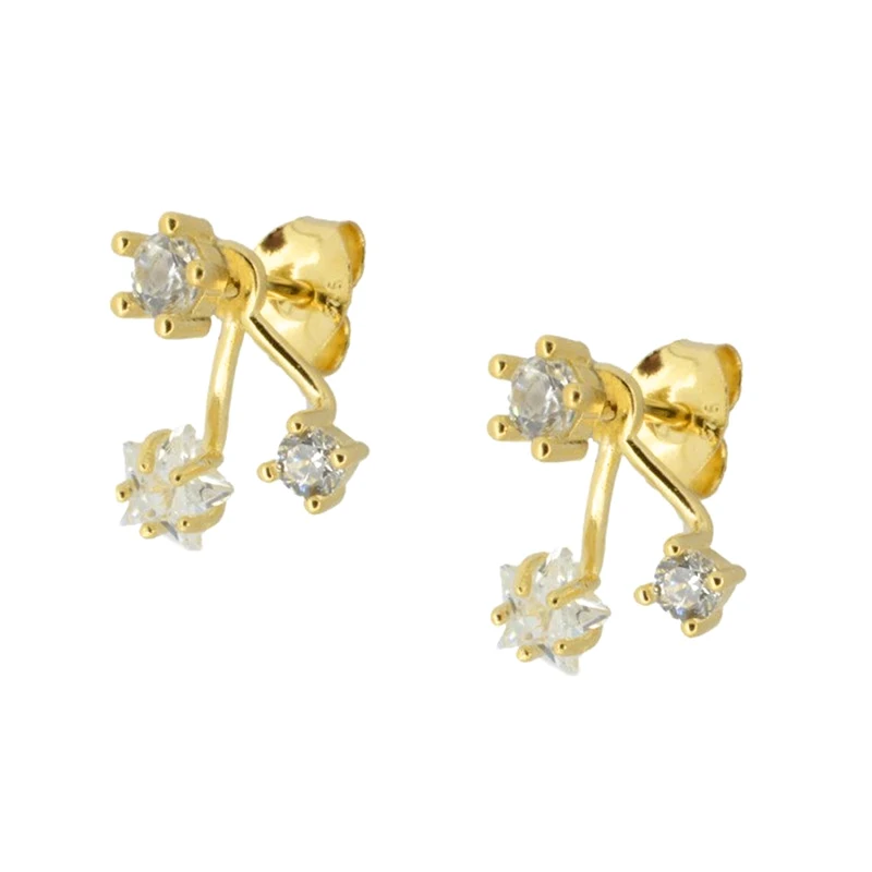 

925 Sterling Silver Ear Needle Charming Short Stud Earrings Ladies Crystal Zircon Earring Cute Korean Fashion Jewelry