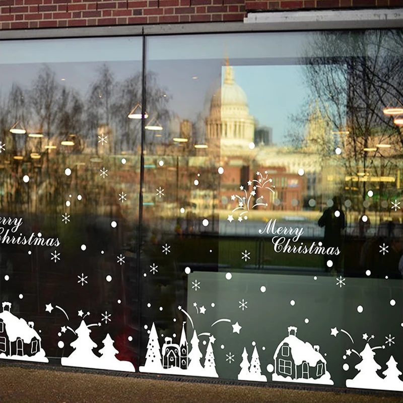 2020 рождественские настенные наклейки украшения для Витрины Магазина окон и