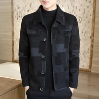 2021 plaid coat autumn and winter new korean fashion casual slim thick warm wool coat high quality mens mens coat