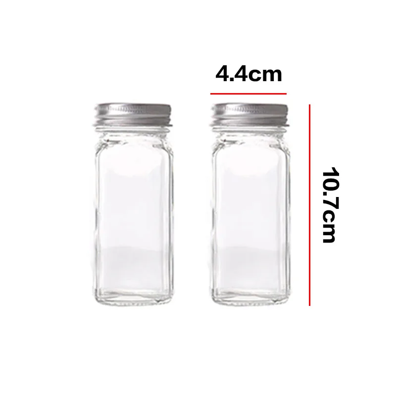 

15pcs square glass spice jar kitchen seasoning barbecue tool food storage sealed Seasoning pepper shaker Powder filling bottle