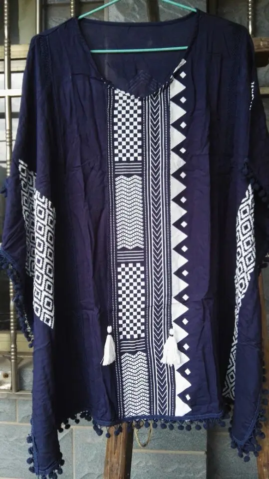 Женское хлопковое пляжное платье с принтом короткая накидка рукавами летучая