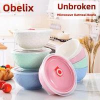 obelix 4 pack wheat straw bowl household fresh keeping bowl food container towl storage bowls for family kitchen children