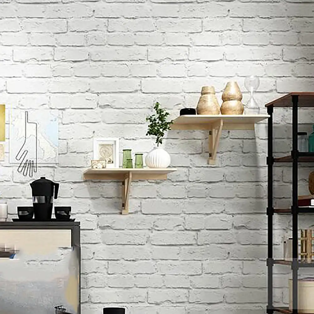 45cm*10m White Brick Adhesive Wallpaper Modern Vintage Style Vinyl Faux Living Room Restaurant Decoration | Дом и сад