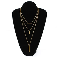 new fashion multilayer pendant chain necklace metal stick alloy long tassel choker necklace jewelry
