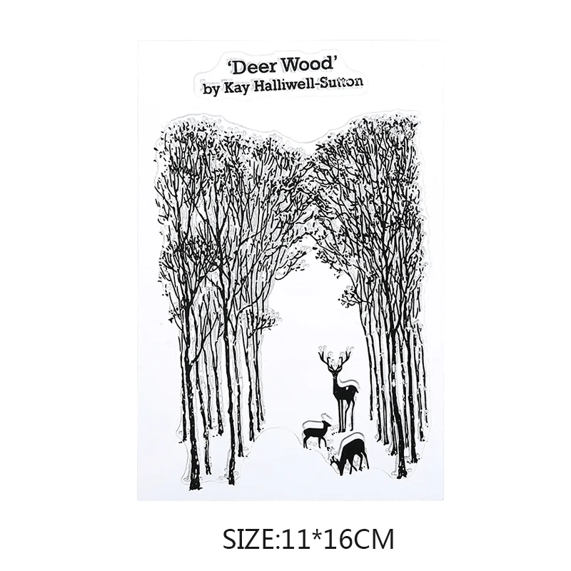 Прозрачный силиконовый штамп Рождественская олень деревья тема сцены резиновый