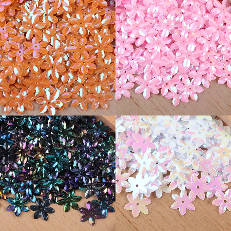 Гексапельные блестки в форме цветка 12 мм с отверстием материал сделай сам для