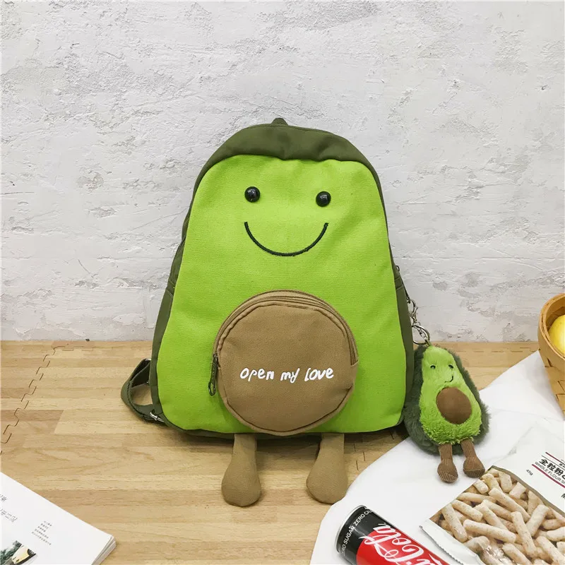 

Fruit Avocado Green Backpack Canvas Fashion Smile Print Rucksack Women Large School Bagpack Teenage Girl Travel Mochilas Mujer