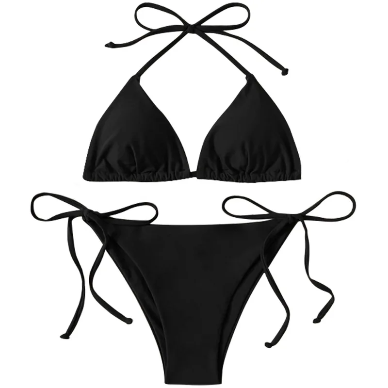 

2021 new bikini women's swimsuit beach hot spring swimwear women's multicolor halter neck thick cup gathered