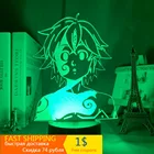 Акриловый ночник, лампа манга семь смертных грехов, гаджет для дома, комнаты, светильник льник, фигурка мелиодаса, детская настольная лампа, подарок