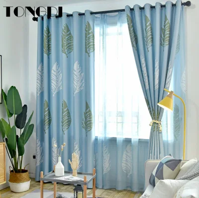 Светонепроницаемые шторы TONGDI элегантные современные панели с цветочным принтом и листьями роскошные