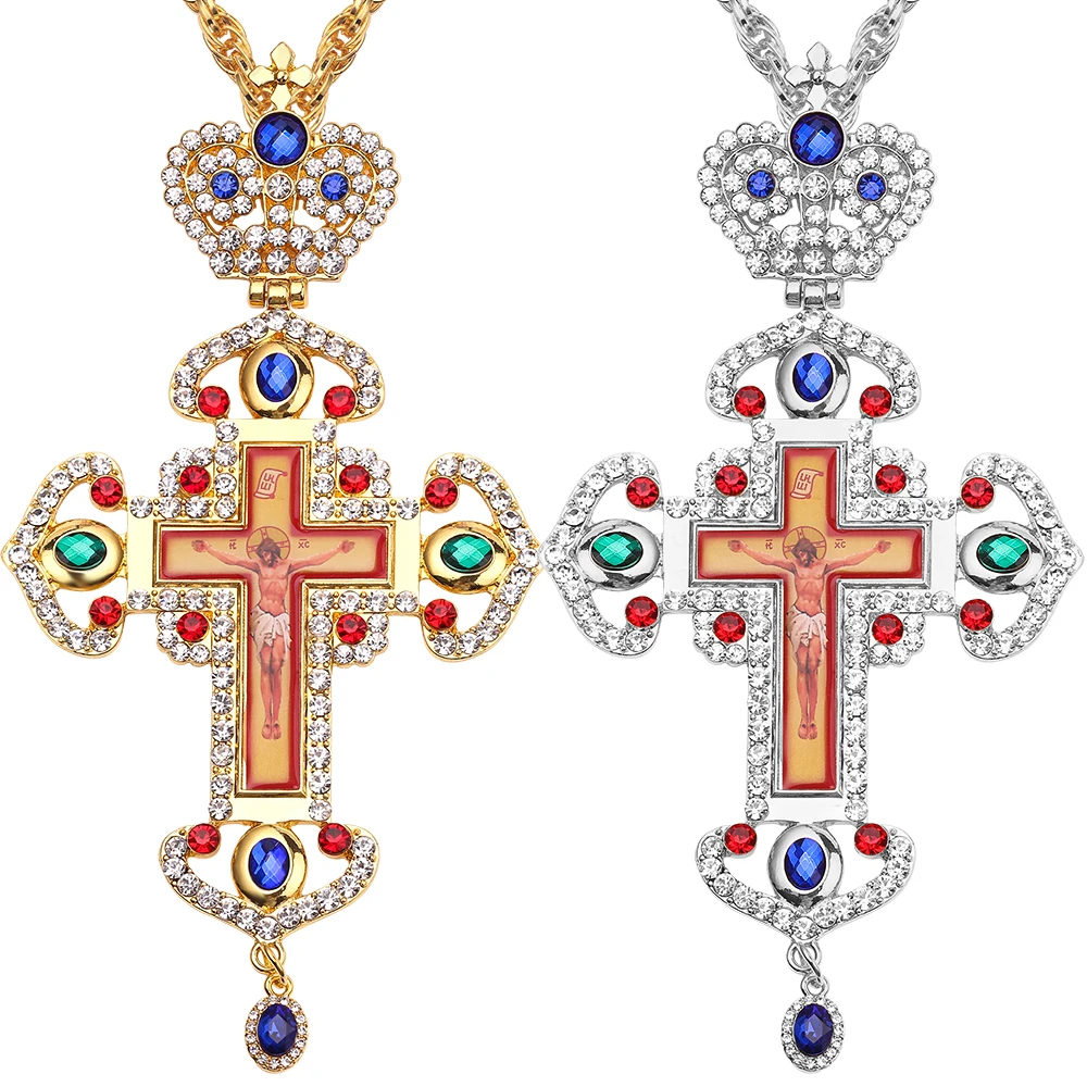 Ортодоксальное ожерелье Распятие Крест ортодоксальное Иисус Подвески с короной