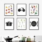Современные настенные картины с принтом, модульный скандинавский настенный плакат с травами, фруктами и овощами, украшение для дома, кухни, ресторана