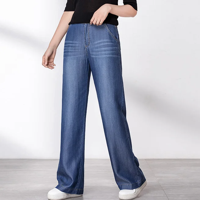 2020 летние джинсовые брюки из тенселя женские прямые джинсы с высокой талией для