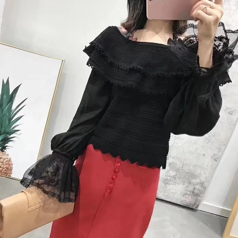 Tunjuefs Slim Fit сексуальный открытый свитер женский джемпер Короткие кружевные