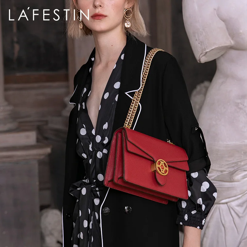 LAFESTIN Новая модная женская сумка через плечо высокого качества темпераментная сумка через плечо кожаные сумки с цепочкой