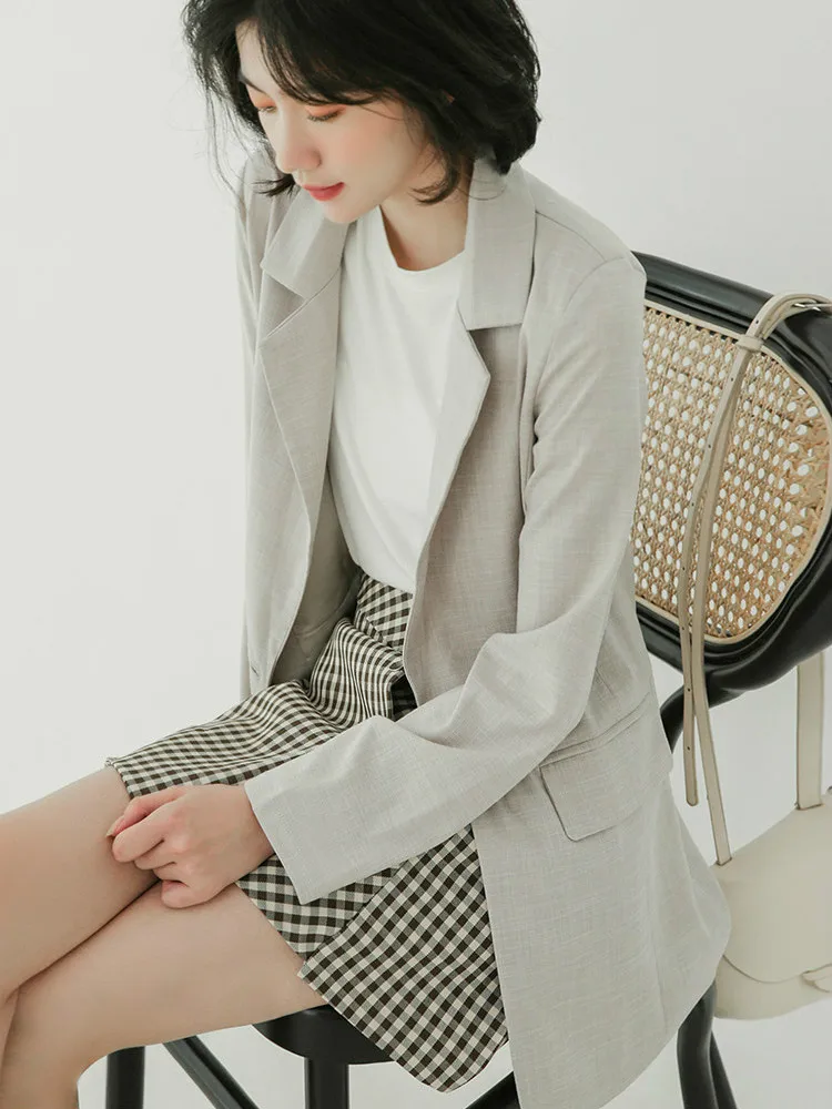 

Suit Jacket Women CHIC Fashion Korean-style Leisure Suit 2020 Spring Thin Single Button Pocket Plain Office Lady Blazer Coats
