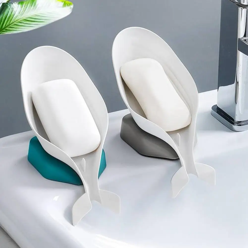 

Drain Soap Dish Free Punch Anti-slip with Suction Cup Dolphin Shape Soap Dish for Bathroom