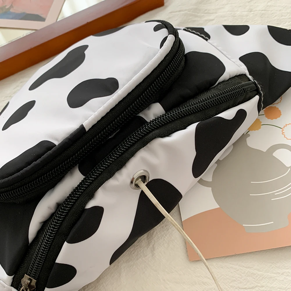 Cow Milk Fanny Waist Bag Women Canvas Zipper Classic Texture Creative Design Chic Leisure Simple Chest Shoulder Pack Purse |