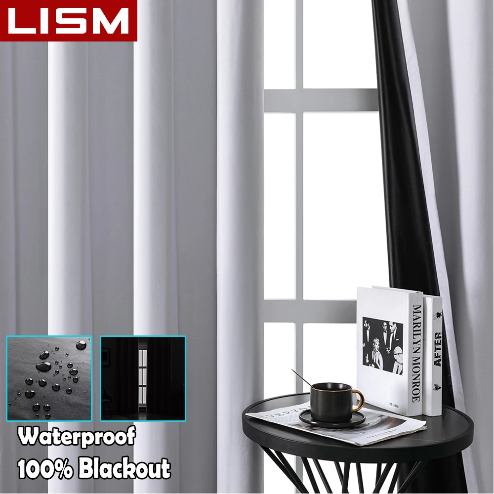 

LISM Waterproof 100% Blackout Curtains For Living Room Bedroom Insulation Kitchen Modern Drapes Window Treatment Home Decoration