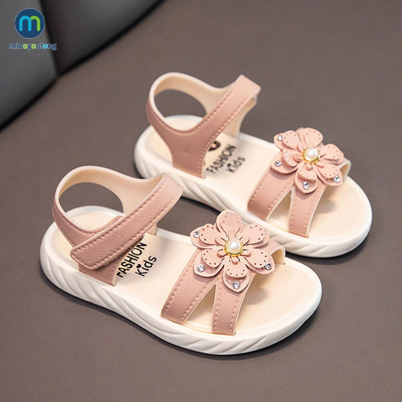 Girls Sandals Flowers Sweet Non-slip Soft Children's Beach Shoes Kids Summer Floral Sandals Princess Fashion Cute Miaoyoutong