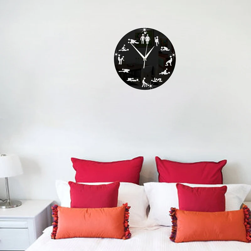 3D зеркальные Акриловые Неоновые светодиодные настенные часы сделай сам для