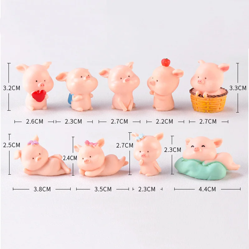 9 шт./компл. Милая свинка семейная фигурка модель животного мох микро пейзаж