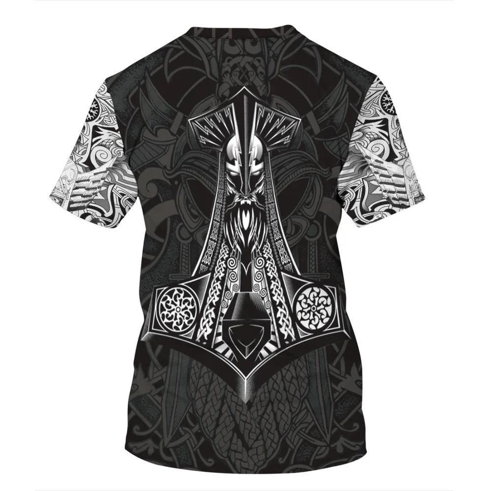 

2021 latest Viking symbol 3D printed T-shirt men's summer short-sleeved Harajuku T-shirts men's street hip-hop unisex tops